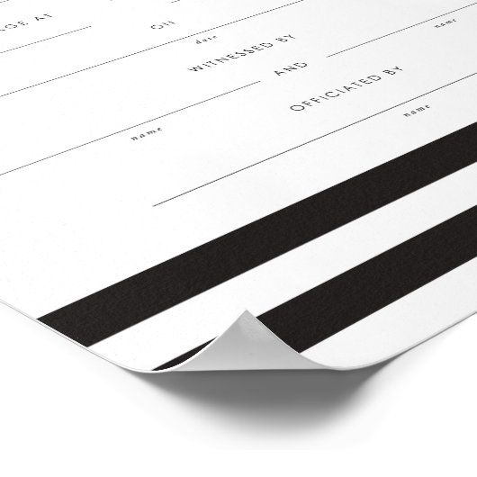 Chic Stripes Keepake-Ehezertifikat Poster (Ecke)