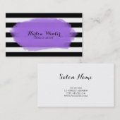 Chic Stripes lila Schwarz-weißen Make-upkünstler Visitenkarte (Vorne/Hinten)