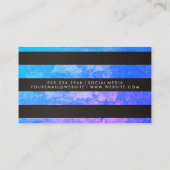 Chic Stripes Muster Grunge Blau Lila Visitenkarte (Rückseite)