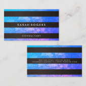 Chic Stripes Muster Grunge Blau Lila Visitenkarte (Vorne/Hinten)