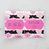 Chic Stripes Pink Floral Wasserfarbe Glücklich Geb Karte (Innenseite)