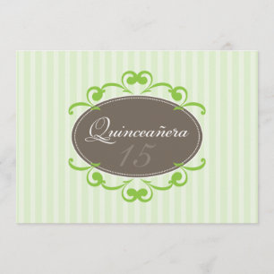 Chic Stripes Quinceanera Einladung (grüner Apfel)