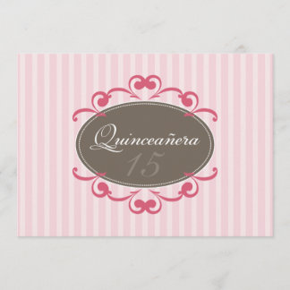 Chic Stripes Quinceanera Einladung (Rose)