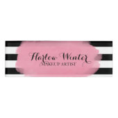 Chic Stripes rosa Schwarz-weißen Make-upkünstler Namenschild (Vorderseite)