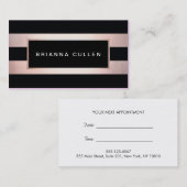 Chic Stripes Rose Salon Erinnerung Terminkarte (Vorne/Hinten)
