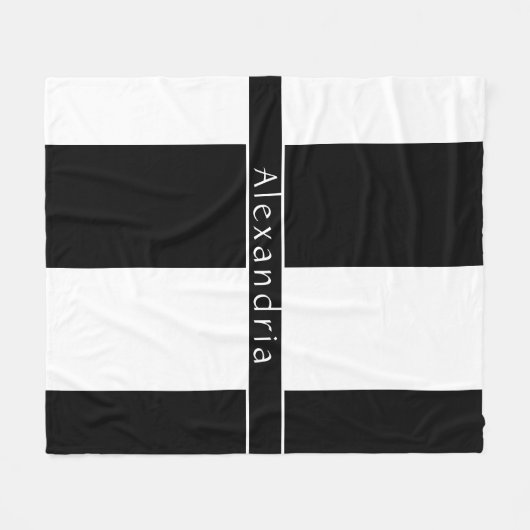 Chic Stripes Schwarz-Weiß Fleecedecke (Vorderseite (Horizontal))