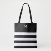 Chic Stripes Schwarz-weiß Mit Monogramm Tasche (Vorderseite)