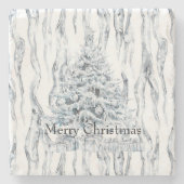 Chic Stripes Silver Weihnachtsbaum Steinuntersetzer (Vorderseite)