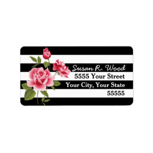 Chic Stripes und Rose Adressetiketten