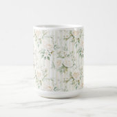 Chic Stripes White Floral Romantische Hochzeit Kaffeetasse (Mittel)