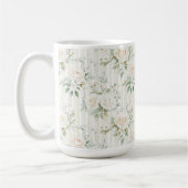 Chic Stripes White Floral Romantische Hochzeit Kaffeetasse (Links)