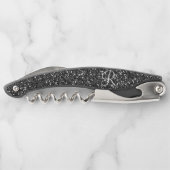 Chic Stylish Black Glitzer Look Monogram Geschenk Kellnermesser (Rückseite)