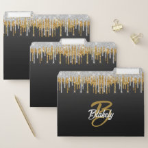 Chic Stylish Black Gold Glitzer Tropfen Monogram