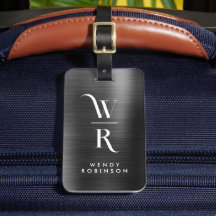 Chic Stylish Black Metal Two Monogram Initial