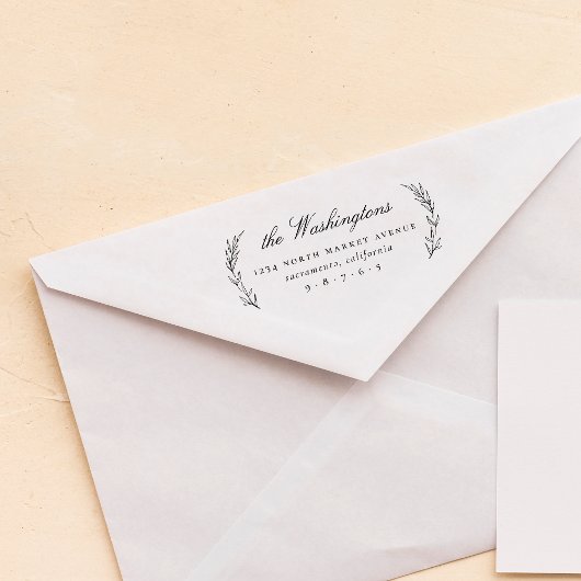Chic Stylish Blätter Script Family Rücksendeadress Permastempel
