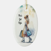 Chic Stylish Blond Fashion Personalisiert Keramik Ornament (Rechts)
