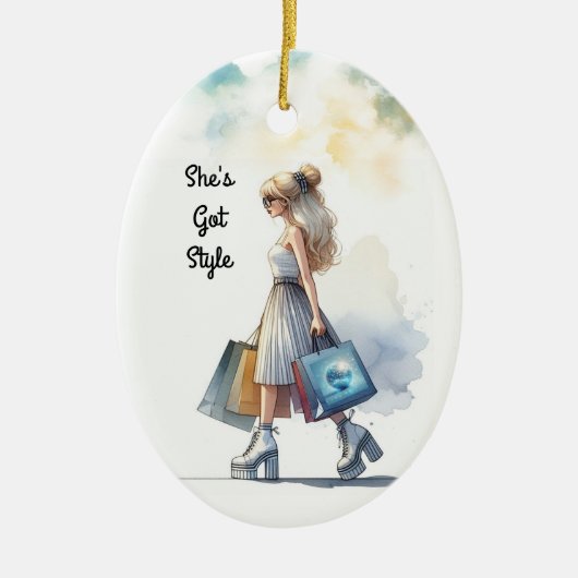 Chic Stylish Blond Fashion Personalisiert Keramik Ornament (Vorne)
