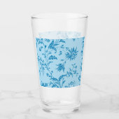 Chic Stylish Blue Floral Damask Muster Tall Drink Glas (Vorderseite)