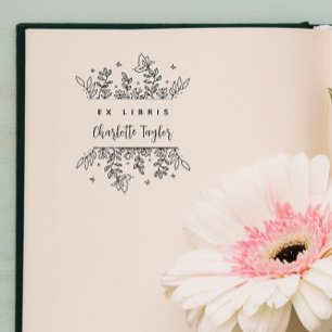 Chic & Stylish Botanical Custom Library Books Gummistempel