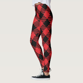 Chic Stylish Bright Red Kariert Woman's Christmas Leggings