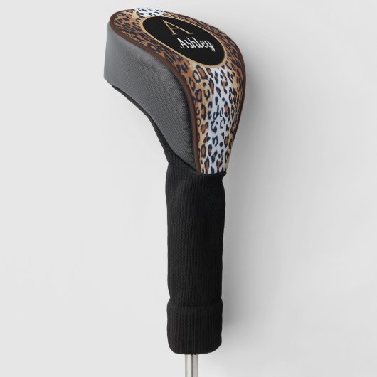 Chic Stylish Brown Schwarz-weiß Leopard Individuel Golf Headcover (angewinkelt)