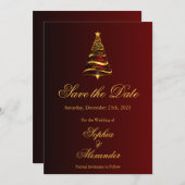 Chic Stylish Christmas Tree Wedding Save the Date Einladung (Vorne/Hinten)