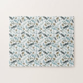 Chic Stylish Dragonflies Blues Teals Gray Blume Puzzle (Horizontal)