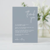 Chic Stylish Dusty Blue Modern Foto Wedding Dankeskarte (Stehend Vorderseite)