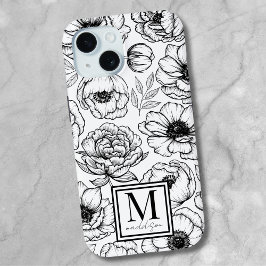Chic Stylish Floral Initial Monogram Case-Mate iPhone Hülle
