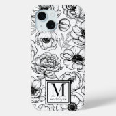 Chic Stylish Floral Initial Monogram Case-Mate iPhone Hülle (Rückseite)