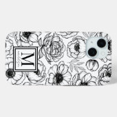 Chic Stylish Floral Initial Monogram Case-Mate iPhone Hülle (Rückseite (Horizontal))