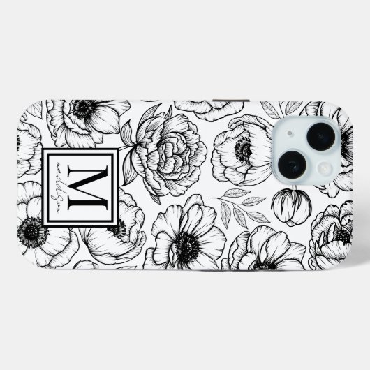 Chic Stylish Floral Initial Monogram Case-Mate iPhone Hülle (Rückseite (Horizontal))