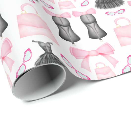 Chic Stylish Girly High Heels Fashion Pattern Geschenkpapier (Rolleneckpunkt)