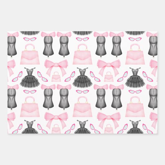 Chic Stylish Girly High Heels Fashion Pattern Geschenkpapier Set (Vorderseite)