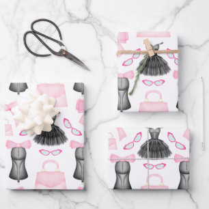 Chic Stylish Girly High Heels Fashion Pattern Geschenkpapier Set