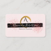 Chic Stylish Gold Brush Stroke Blush Pink Script Visitenkarte (Vorderseite)