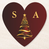 Chic Stylish Gold Christmas Tree Monogram Wedding Untersetzer (Vorderseite)