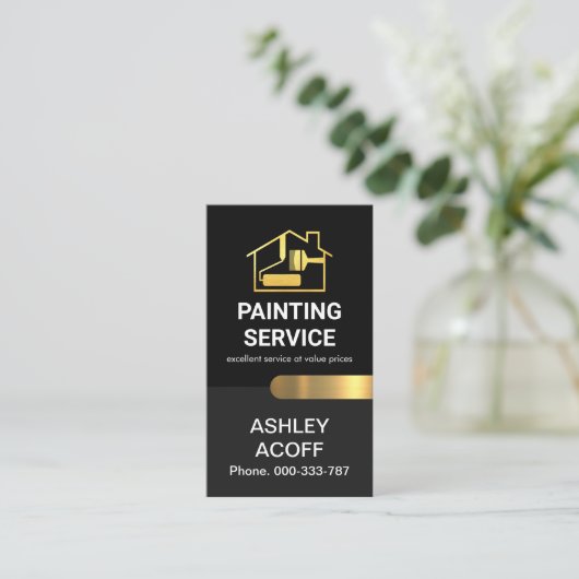 Chic Stylish Gold Tab Painter Visitenkarte (Stehend Vorderseite)