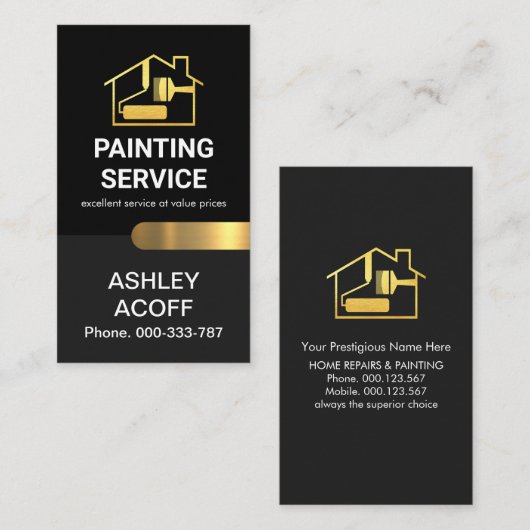 Chic Stylish Gold Tab Painter Visitenkarte (Vorne/Hinten)