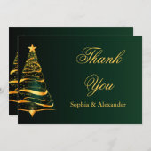 Chic Stylish Gold Weihnachtsbaum Vielen Dank für I Dankeskarte (Vorne/Hinten)