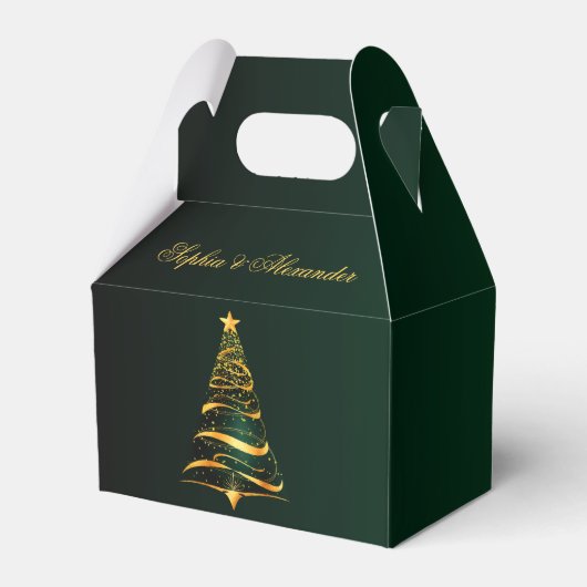 Chic Stylish Gold Weihnachtsbaum Vielen Dank für I Geschenkschachtel (Vorderseite)