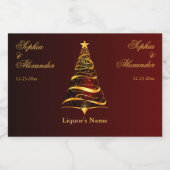 Chic Stylish Golden Christmas Tree Alkoholflaschenetikett (Einzelnes Label)