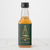 Chic Stylish Golden Christmas Tree Alkoholflaschenetikett (Vorderseite)