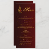 Chic Stylish Golden Christmas Tree Menü Einladung (Vorne/Hinten)