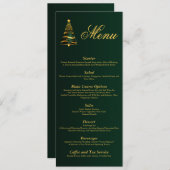 Chic Stylish Golden Christmas Tree Menü Einladung (Vorne/Hinten)