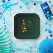 Chic Stylish Golden Christmas Tree Pappteller (Party)