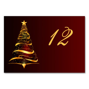 Chic Stylish Golden Christmas Tree Tischnummer