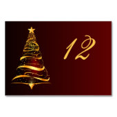 Chic Stylish Golden Christmas Tree Tischnummer (Rückseite)