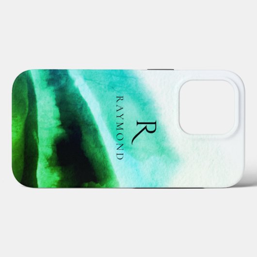 Chic Stylish Green Mountains Landschaft Mit Monogr Case-Mate iPhone Hülle (Rückseite (Horizontal))