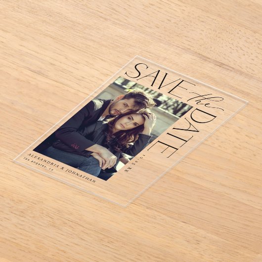 Chic Stylish Mod Foto Save the Date 2 Acryleinladungen (Ablage )